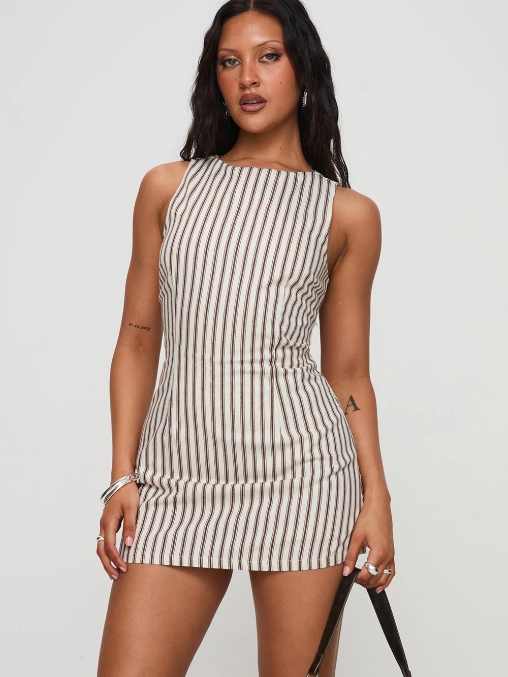 PRINCESS POLLY Yumiko Romper in Brown Stripe 2